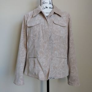Chico's tan hook eye closure blazer jacket women's L